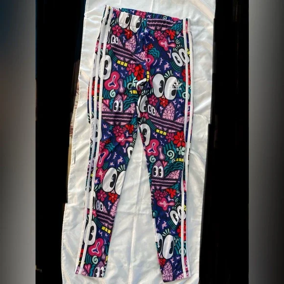 Adidas Leggings Size Small White/Blue/Red/Pink/Green Excellent Condition - Picture 4 of 10